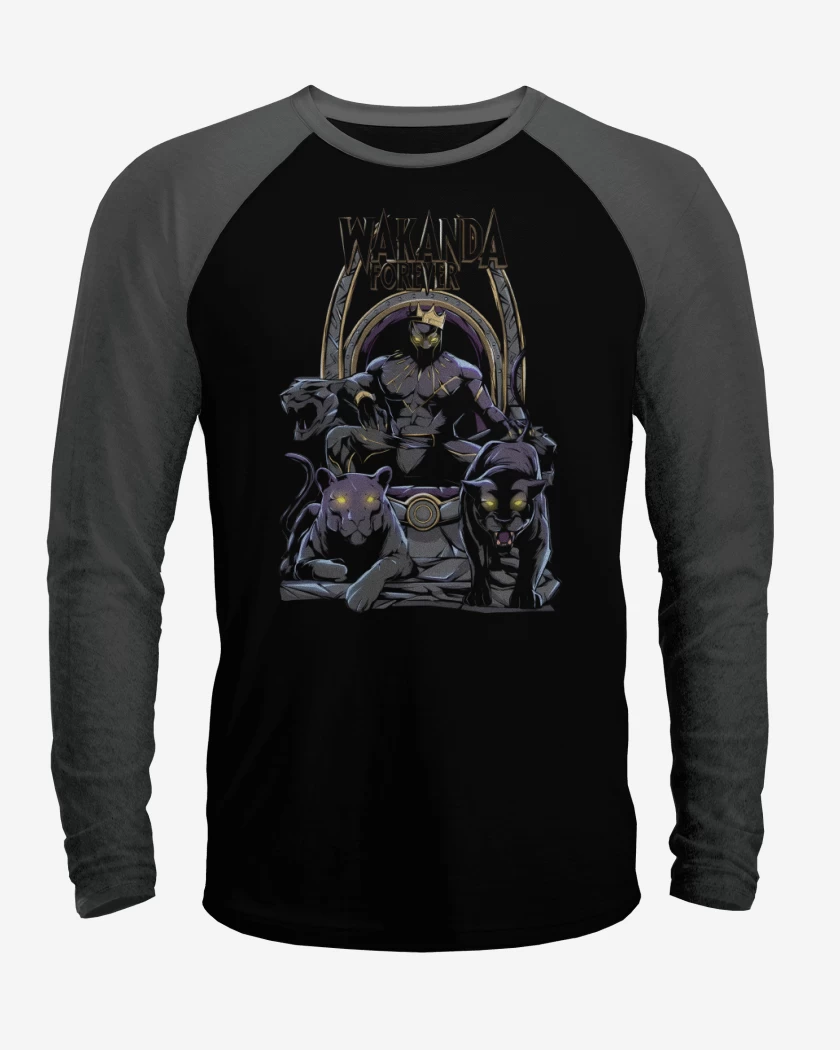 Polera Raglan Negro / Negro Heather de Wakanda Forever