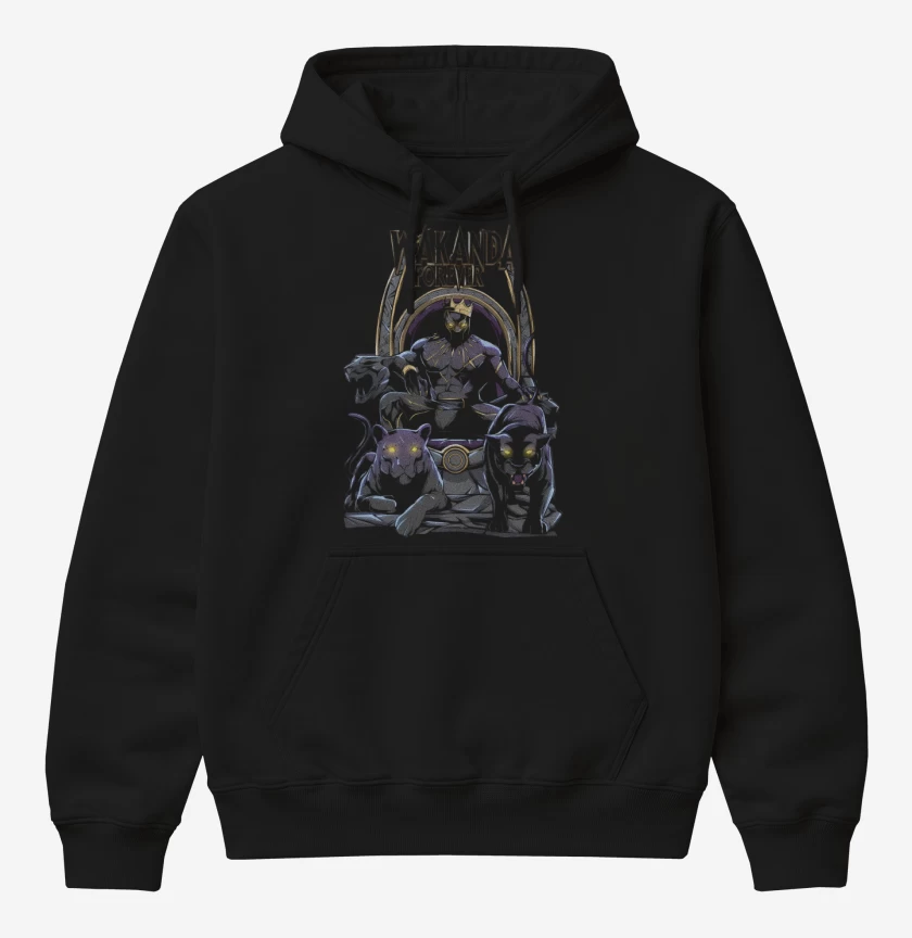 Poleron Canguro básico Negro de Wakanda Forever