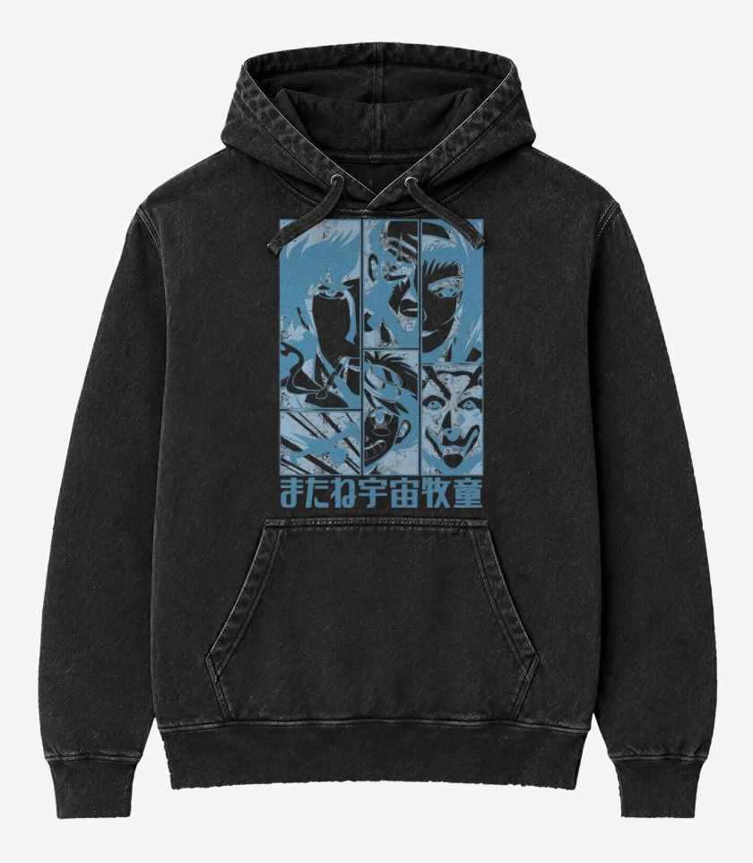 Poleron Canguro Acid Wash Negro de Bebop