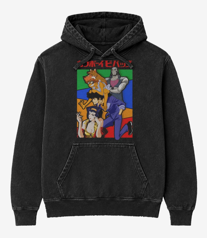 Poleron Canguro Acid Wash Negro de Cazarrecompensas Espaciales
