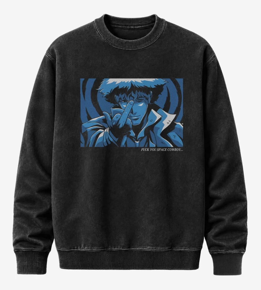 Poleron Polo Acid Wash Negro de Fuck You Space Cowboy