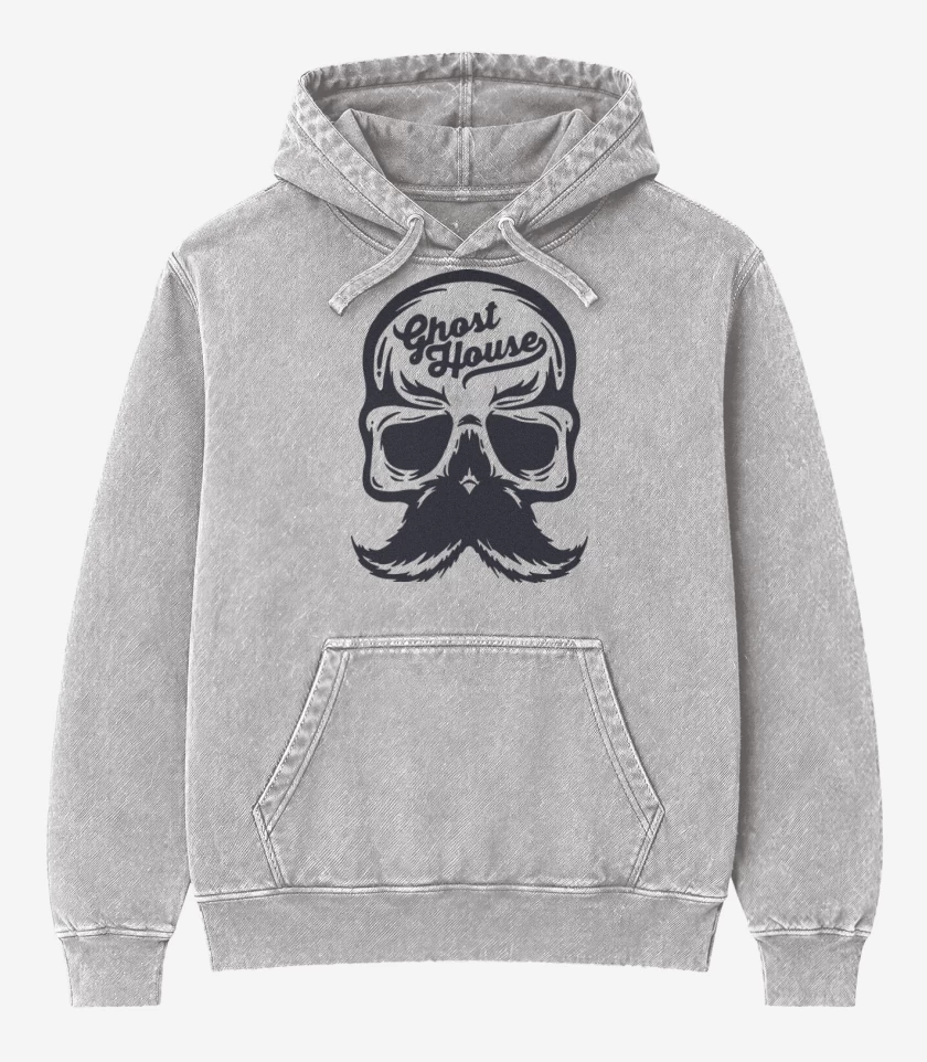 Poleron Canguro Acid Wash Gris Melange de ghost 