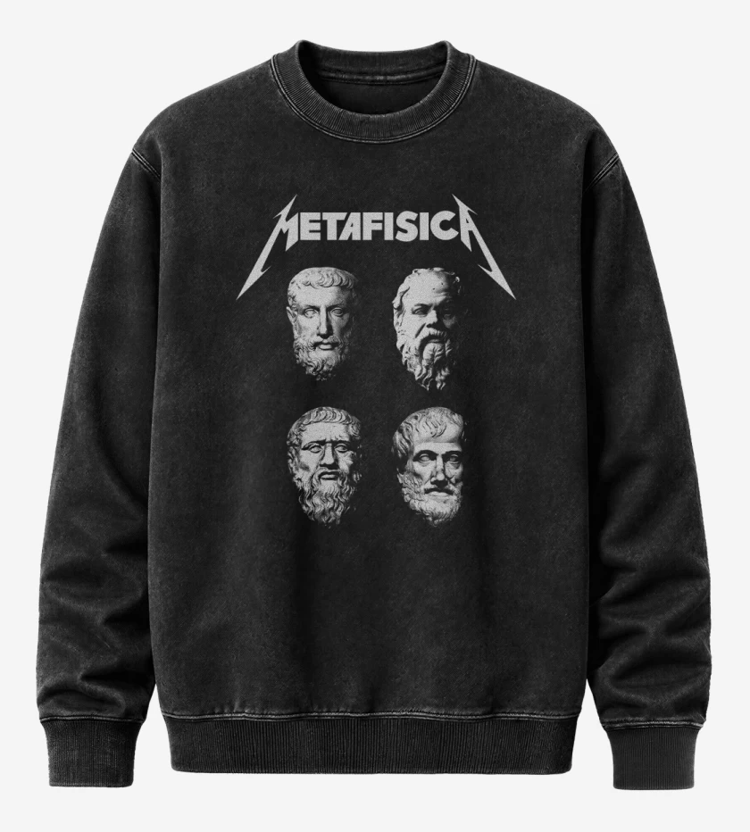 Poleron Polo Acid Wash Negro de Metafisica
