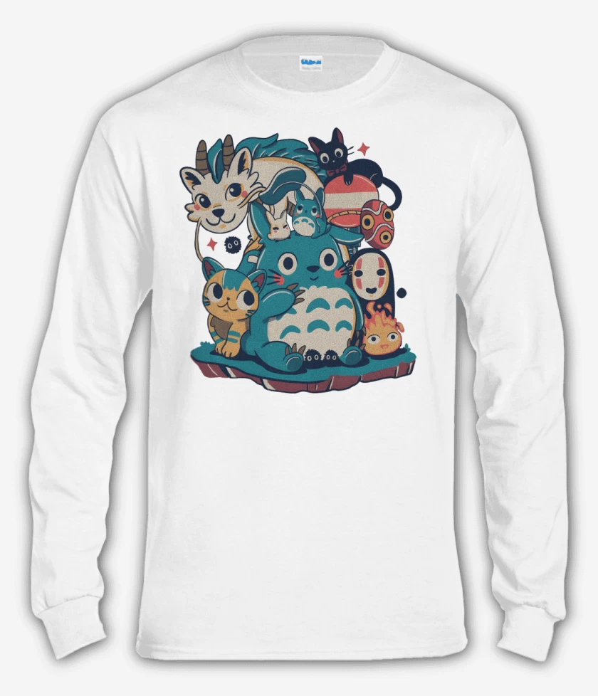 Polera manga larga Blanco de Ghibli Amigos