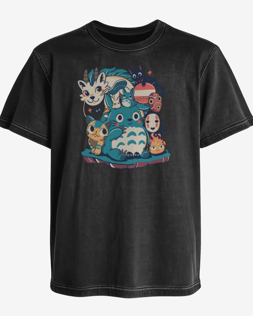 Polera desgastada Ghibli Amigos
