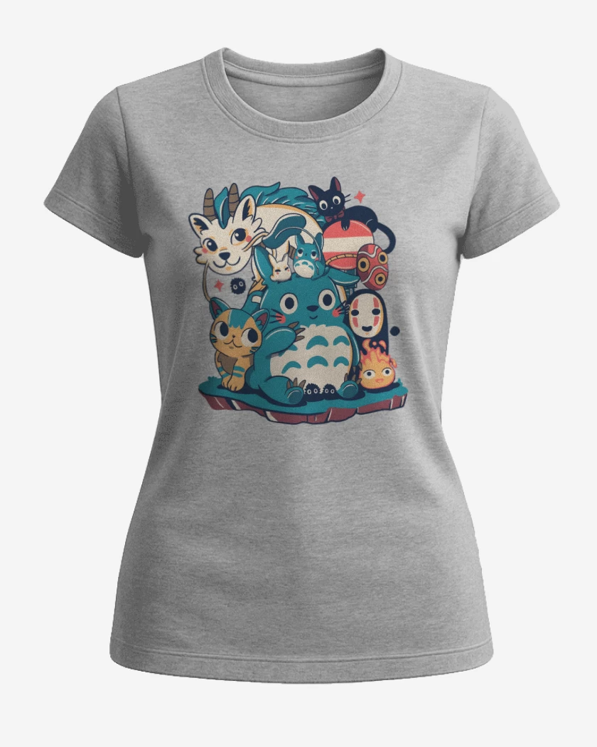 Polera de Mujer Gris Melange de Ghibli Amigos