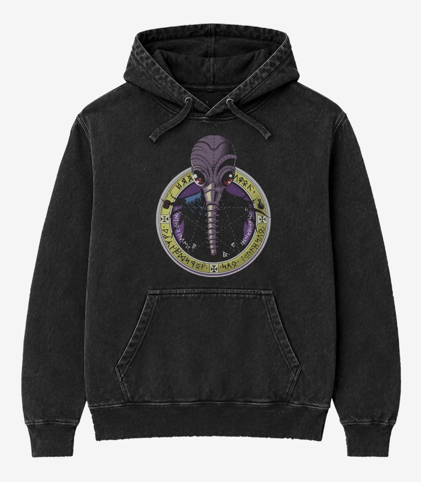 Poleron Canguro Acid Wash Negro de Morpheus