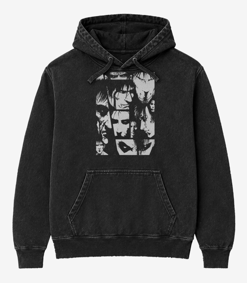 Poleron Canguro Acid Wash Negro de Sueño