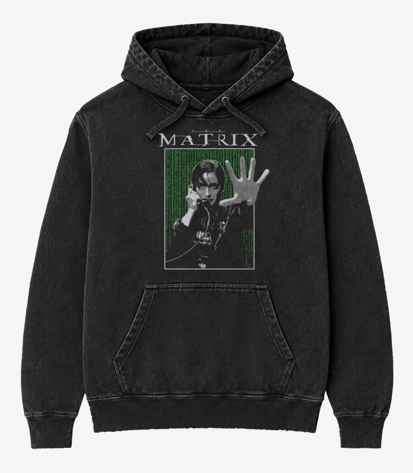 Poleron Canguro Acid Wash Negro de Trinity