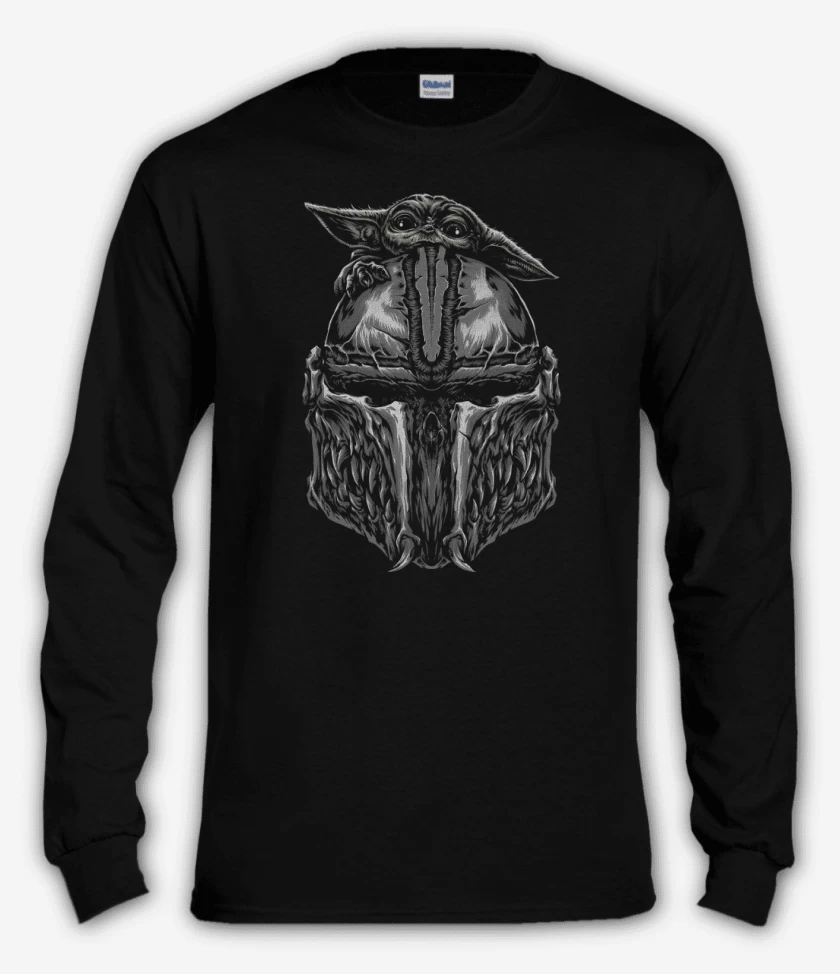 Polera manga larga Negro de Grogu x Mando