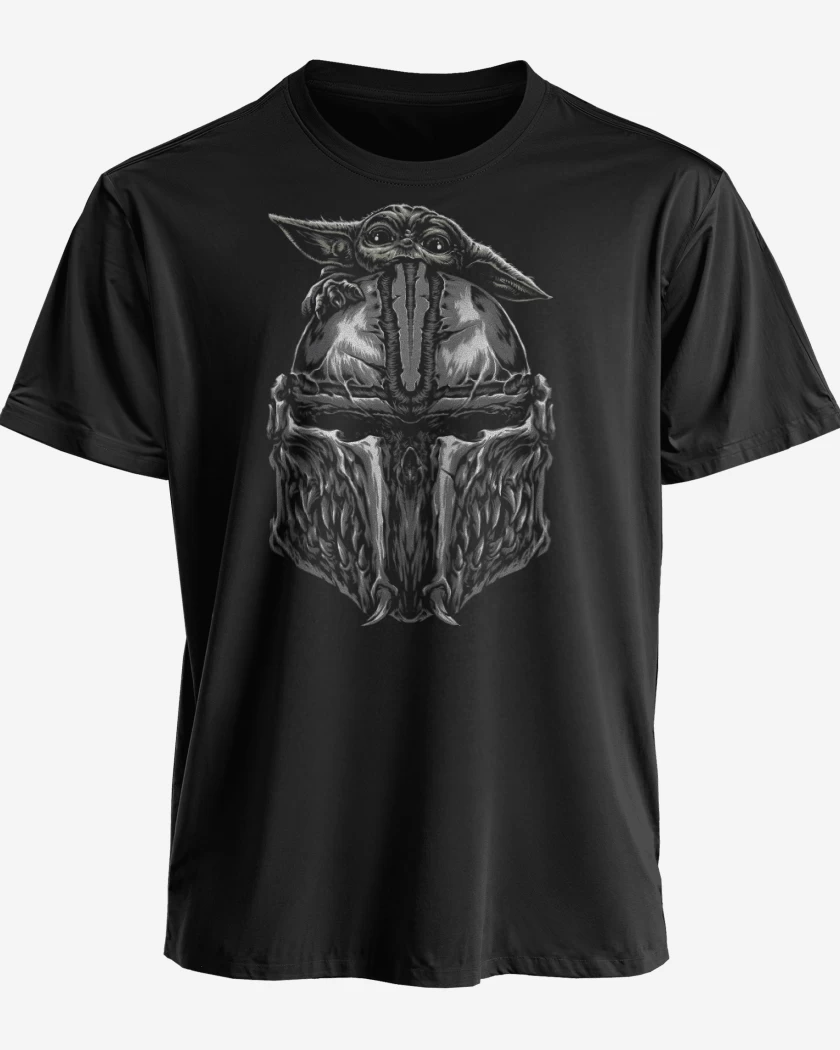 Polera premium Negro de Grogu x Mando