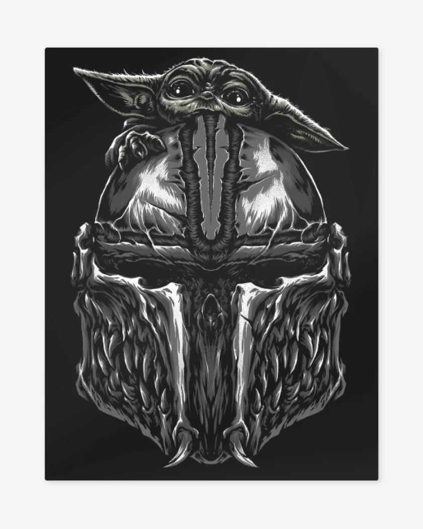 Print metalico Negro de Grogu x Mando