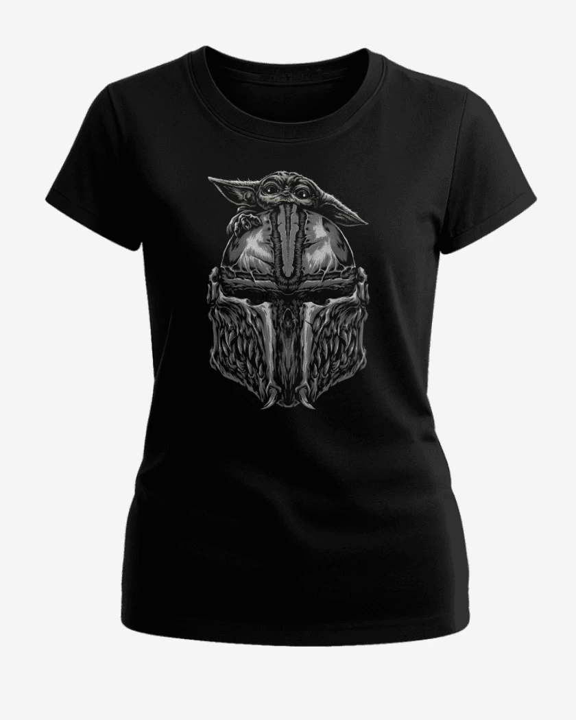 Polera de Mujer Negro de Grogu x Mando