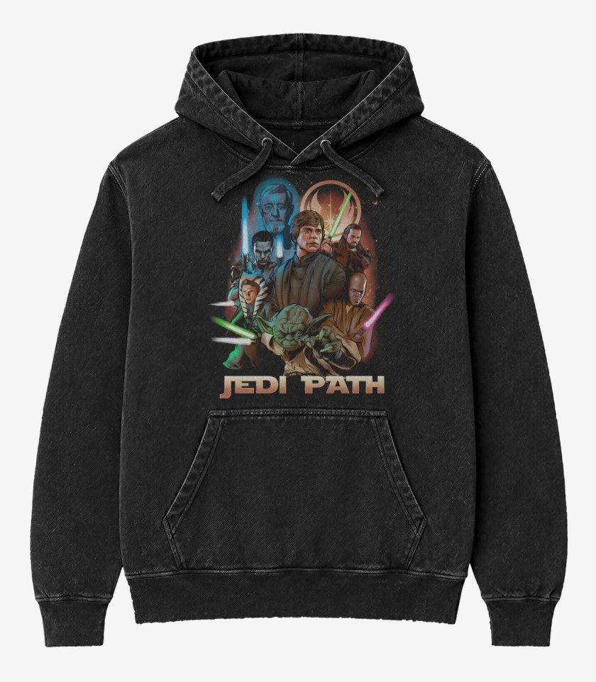 Poleron Canguro Acid Wash Negro de Jedi Path
