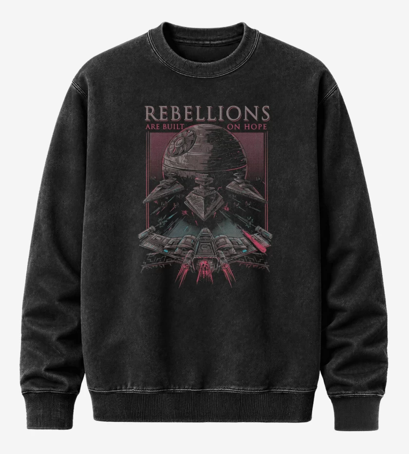 Poleron Polo Acid Wash Negro de Rebellions