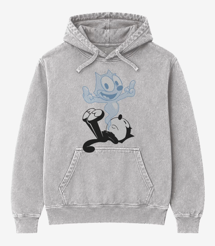 Poleron Canguro Acid Wash Gris Melange de RIP FELIX