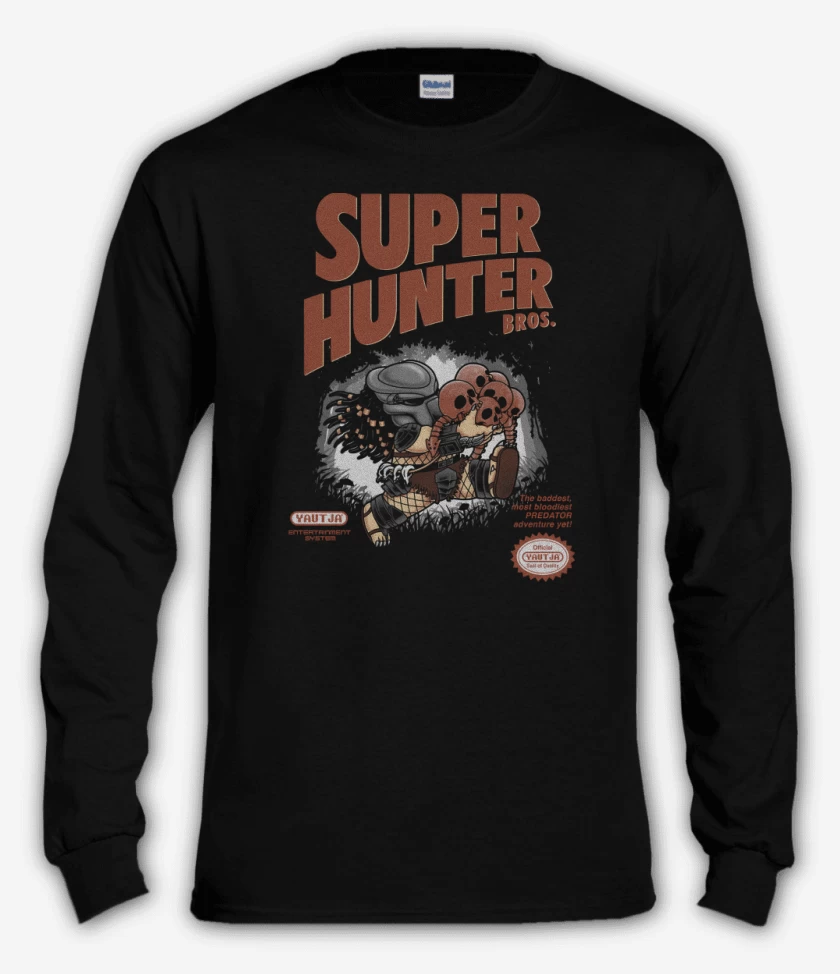 Polera manga larga Negro de Super Hunter Bros