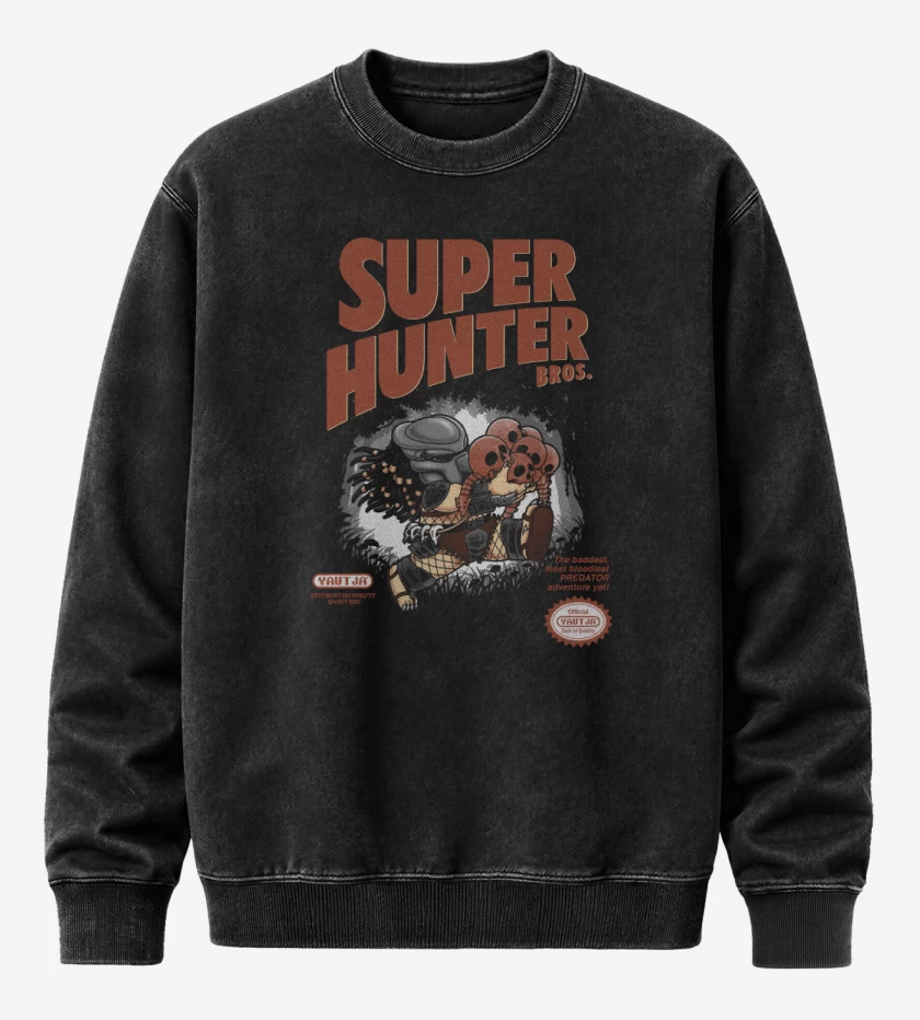 Poleron Polo Acid Wash Negro de Super Hunter Bros