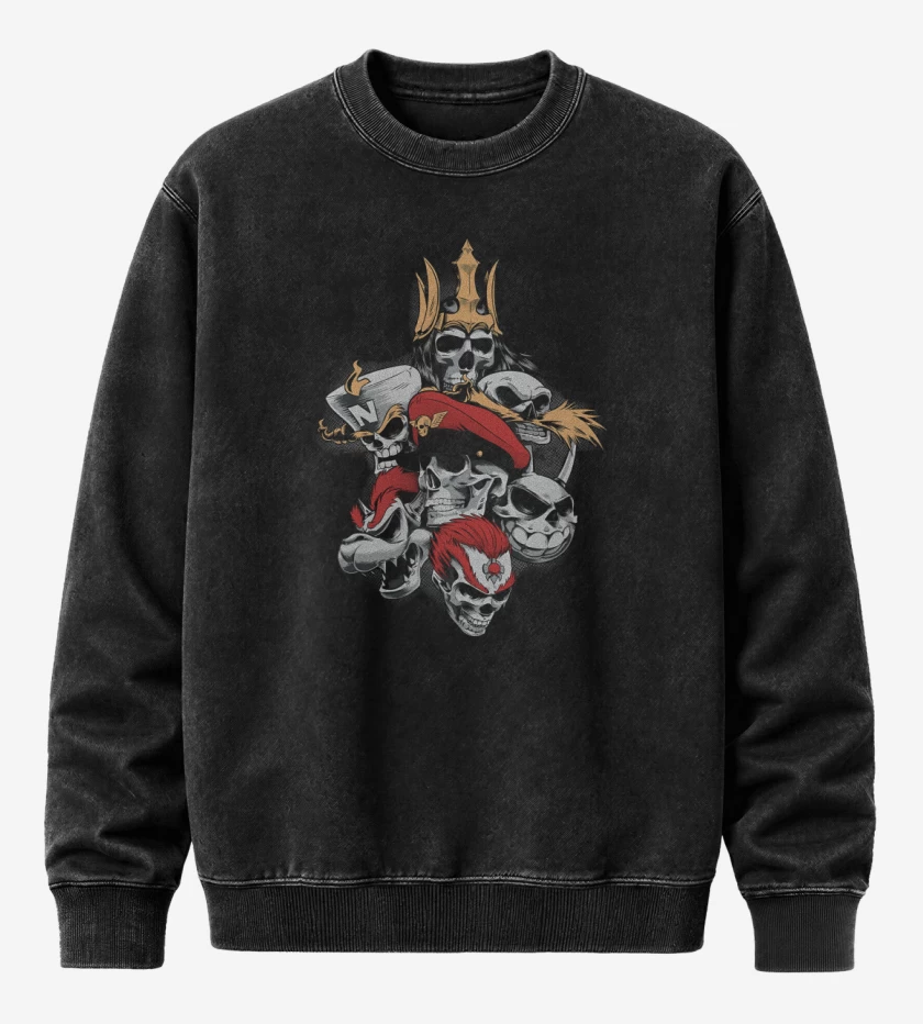 Poleron Polo Acid Wash Negro de Dead Bosses