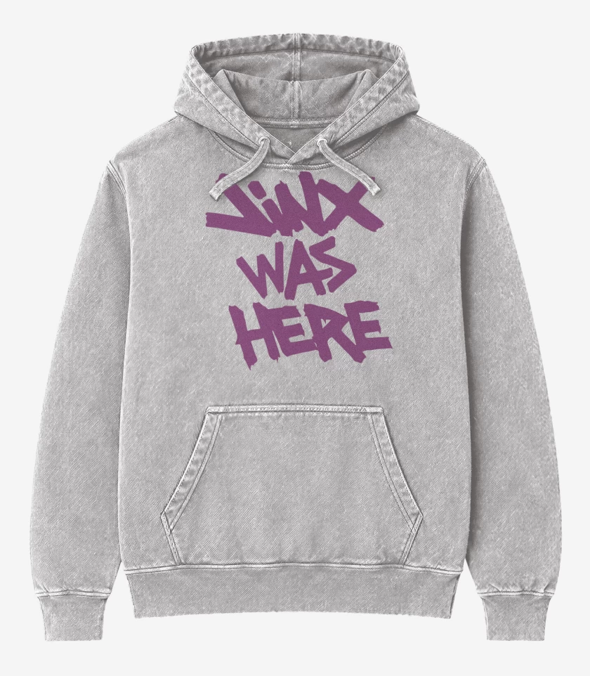 Poleron Canguro Acid Wash Gris Melange de Jinx was
