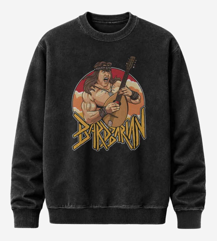 Poleron Polo Acid Wash Negro de Barbarian