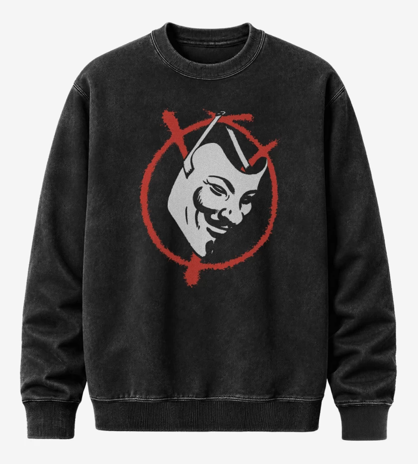 Poleron Polo Acid Wash Negro de Máscara de la Venganza