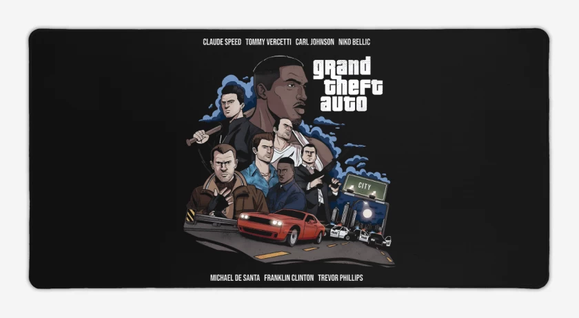 Mouse pad Gamer Negro de Grand Theft Auto