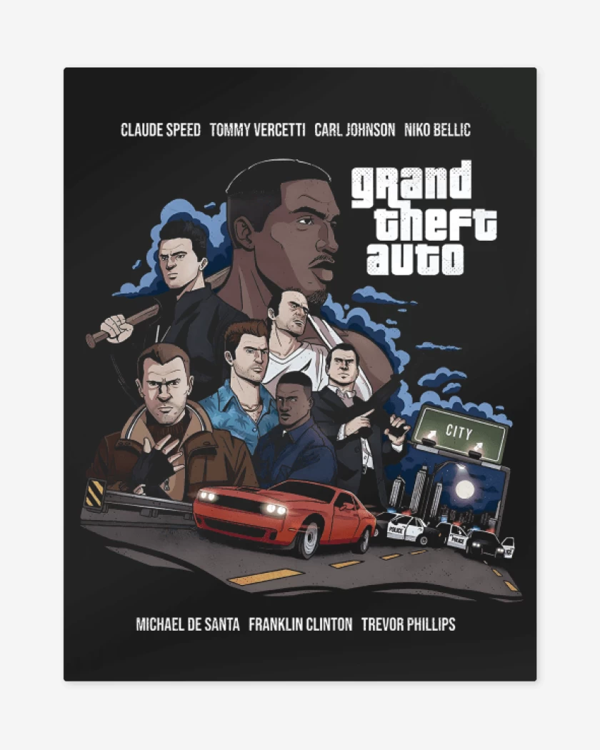 Print metalico Negro de Grand Theft Auto