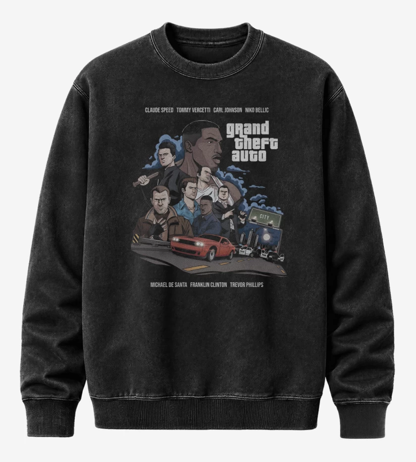 Poleron Polo Acid Wash Negro de Grand Theft Auto