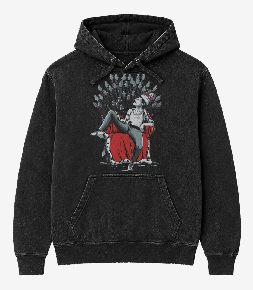 Poleron Canguro Acid Wash Negro de Queen of Thrones