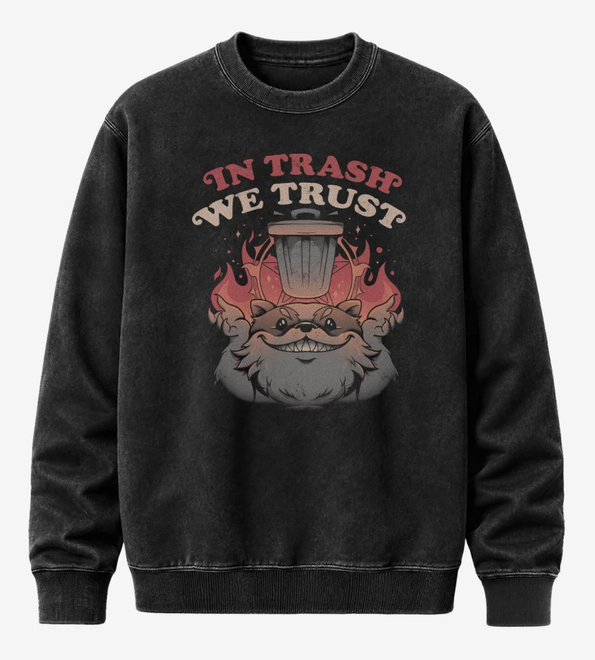 Poleron Polo Acid Wash Negro de In Trash We Trust