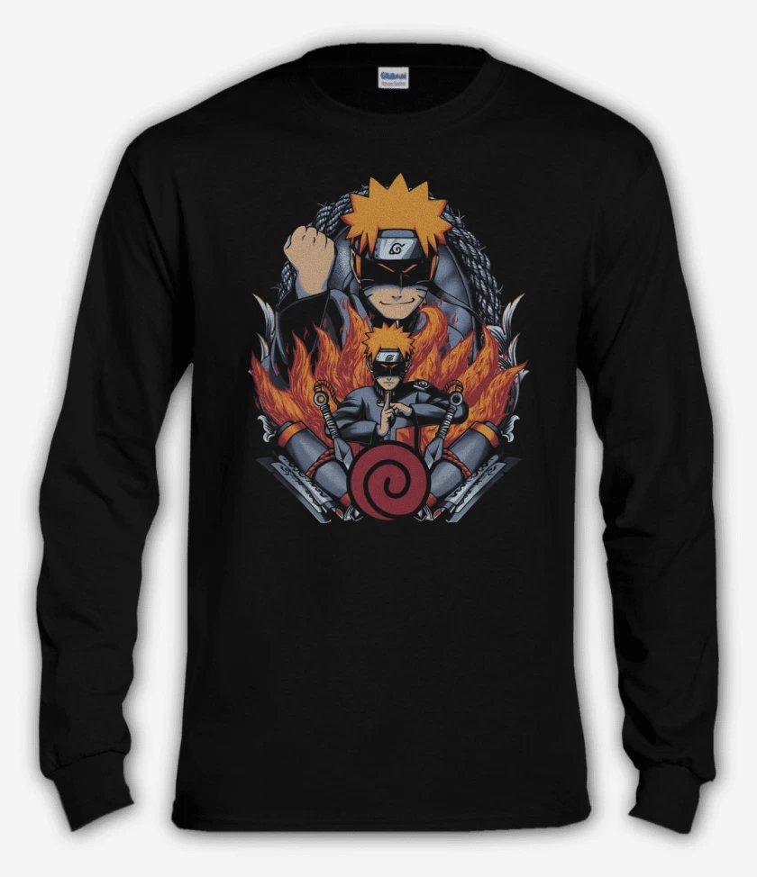 Polera manga larga Negro de Naruto Uzumaki