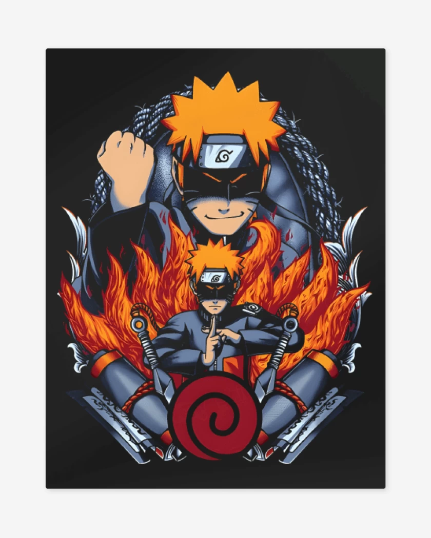 Print metalico Negro de Naruto Uzumaki