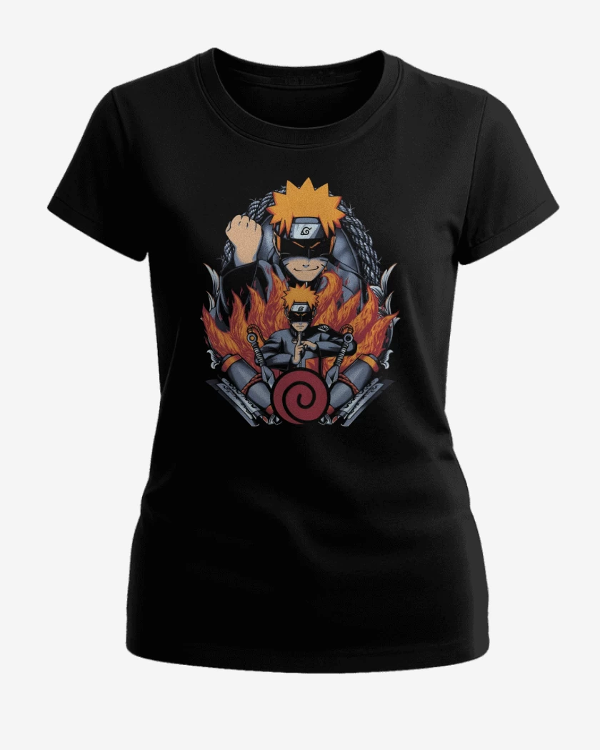 Polera de Mujer Negro de Naruto Uzumaki