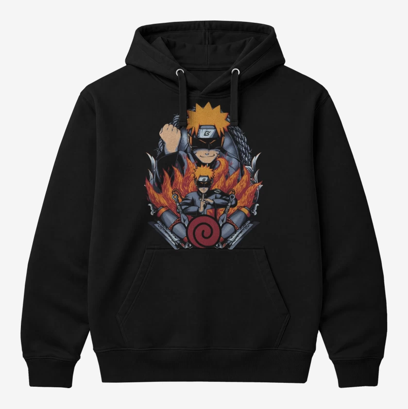 Polerón Canguro Negro de Naruto Uzumaki