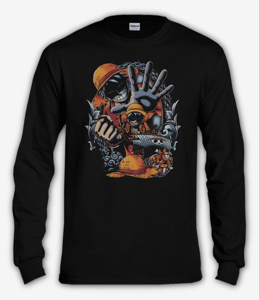 Polera manga larga Negro de Monkey D Luffy