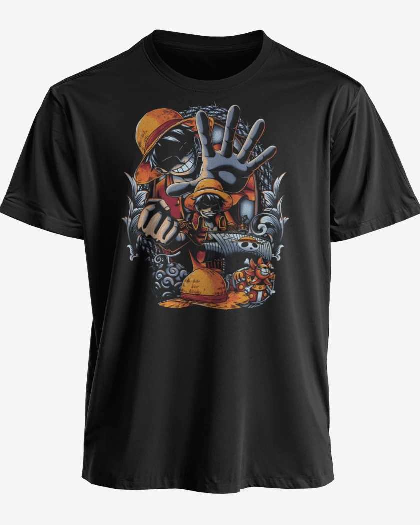 Polera premium Negro de Monkey D Luffy
