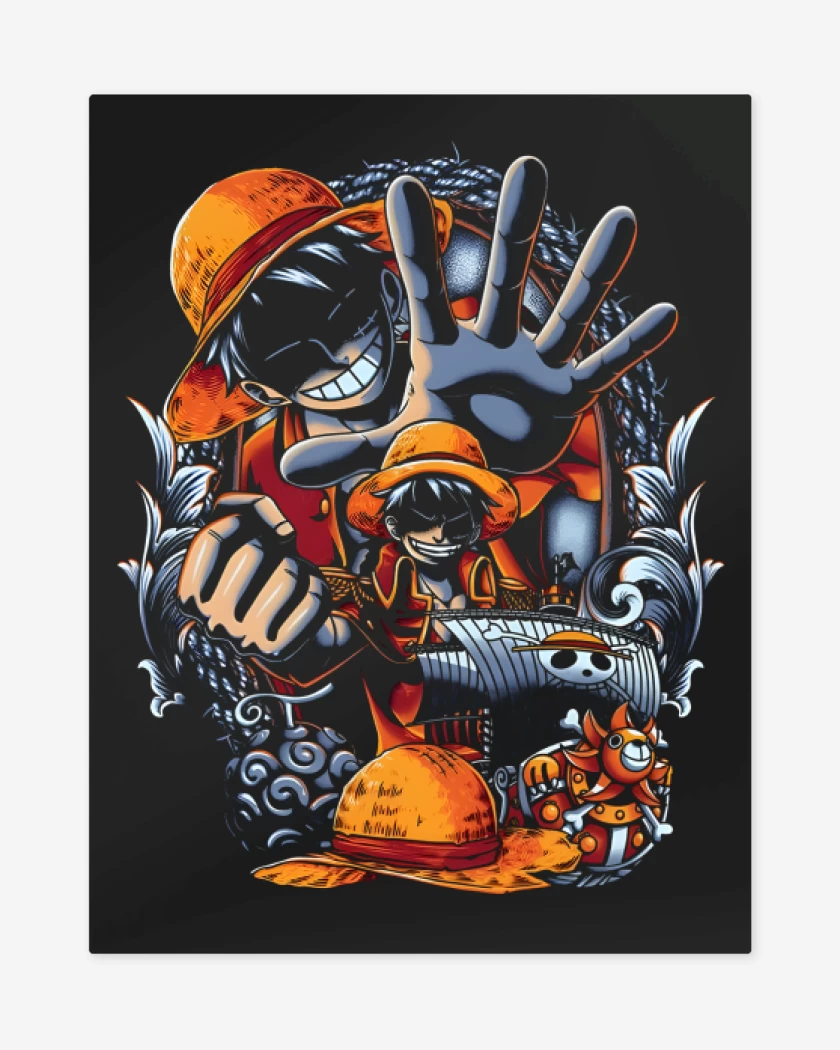 Print metalico Negro de Monkey D Luffy
