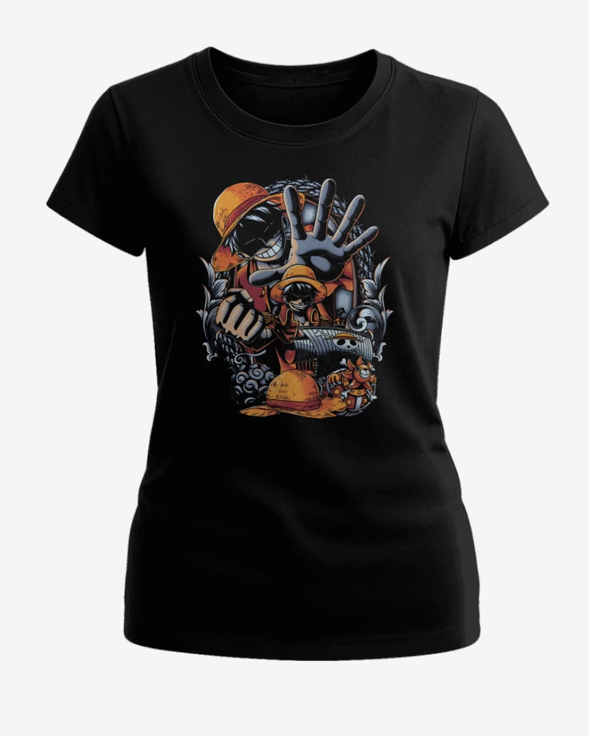 Polera de Mujer Negro de Monkey D Luffy
