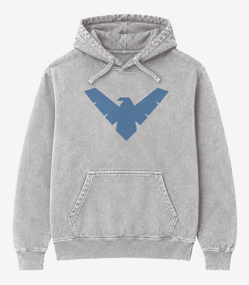 Poleron Canguro Acid Wash Gris Melange de Nightwing