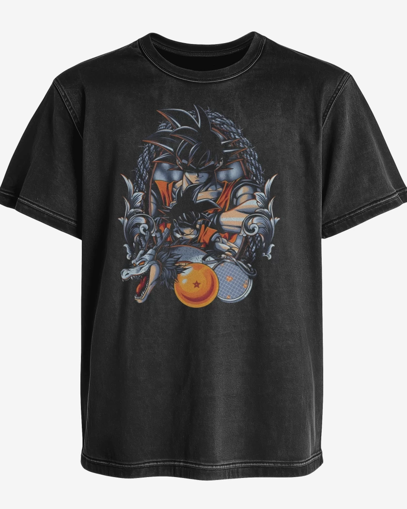Polera desgastada Negro de Kakaroto Goku