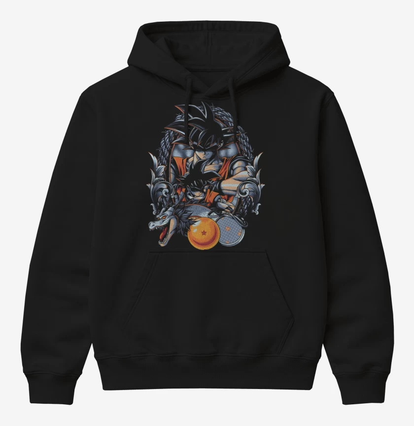 Poleron Canguro básico Negro de Kakaroto Goku