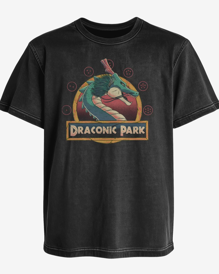 Polera desgastada Negro de Draconic Park
