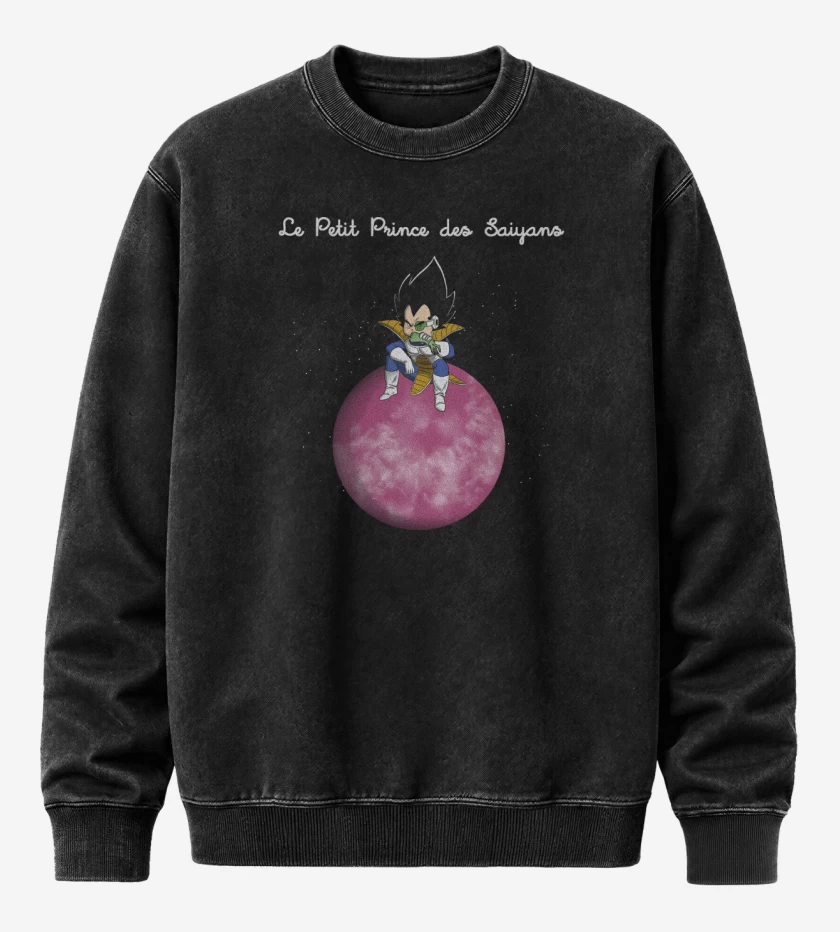 Poleron Polo Acid Wash Negro de El Principito Saiyajin
