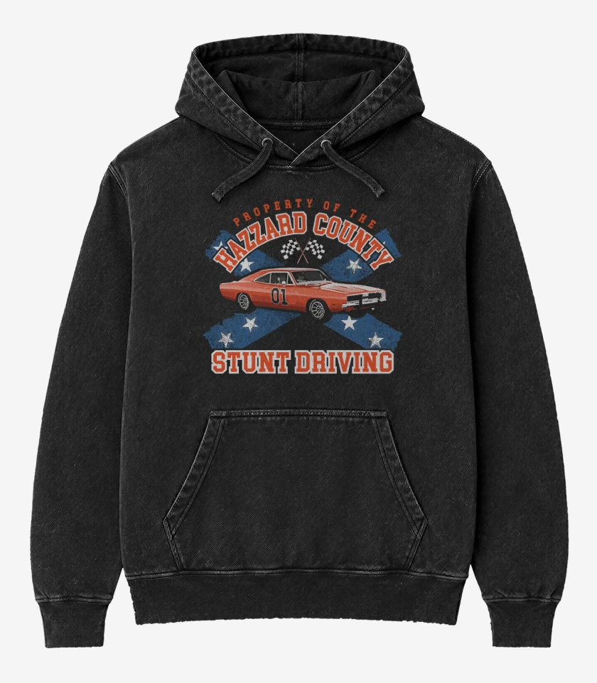Poleron Canguro Acid Wash Negro de The Dukes of Hazzard