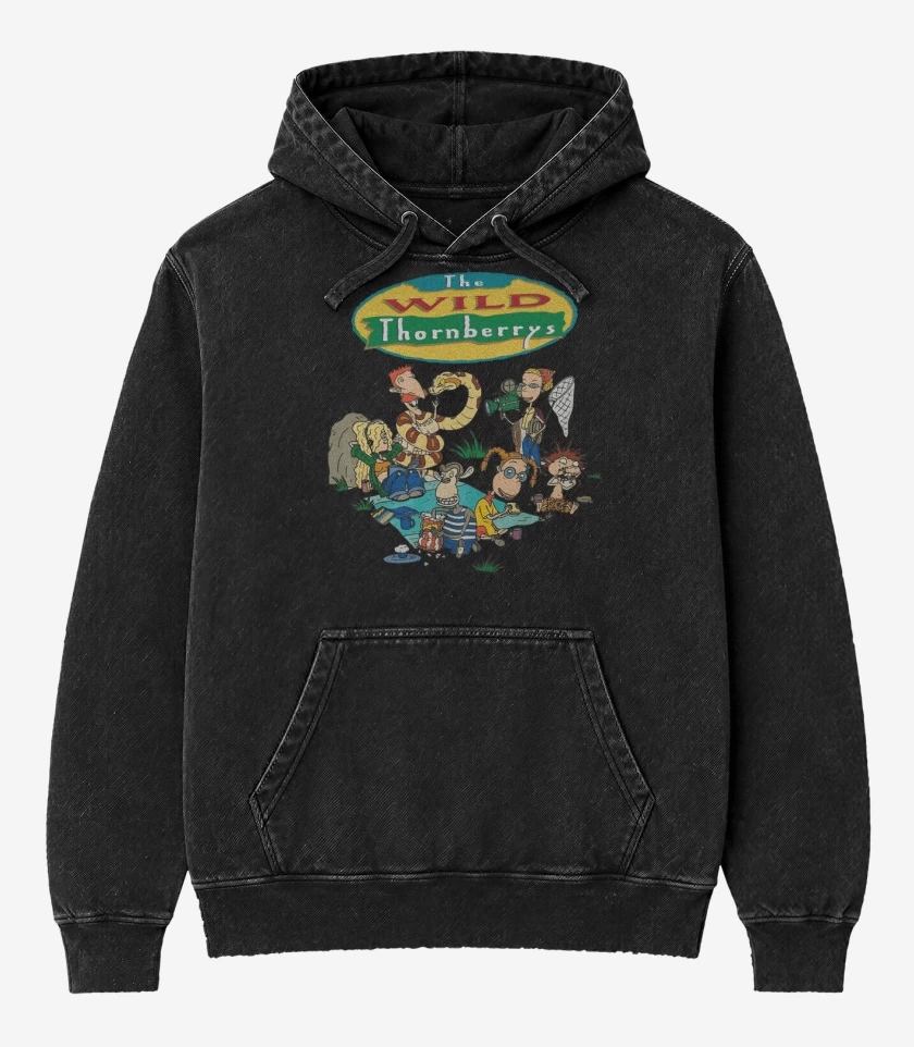 Poleron Canguro Acid Wash Negro de Los Thornberrys