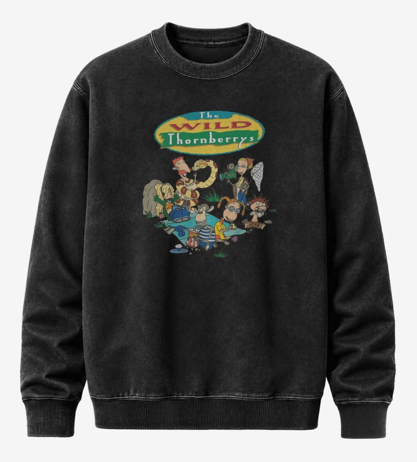 Poleron Polo Acid Wash Negro de Los Thornberrys