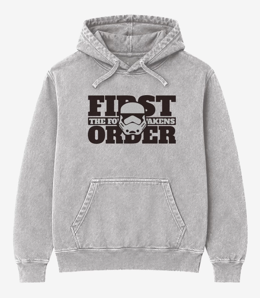 Poleron Canguro Acid Wash Gris Melange de First order
