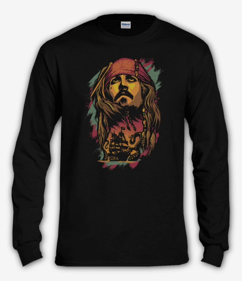 Polera manga larga Negro de Capitán Jack Sparrow