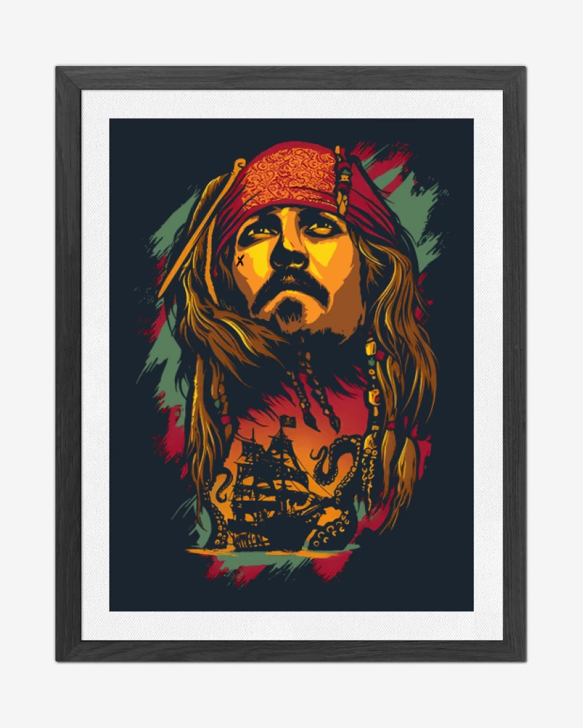 Cuadro decorativo Azul Marino de Capitán Jack Sparrow